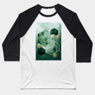 Abstract Green Geometric Baseball T-Shirt